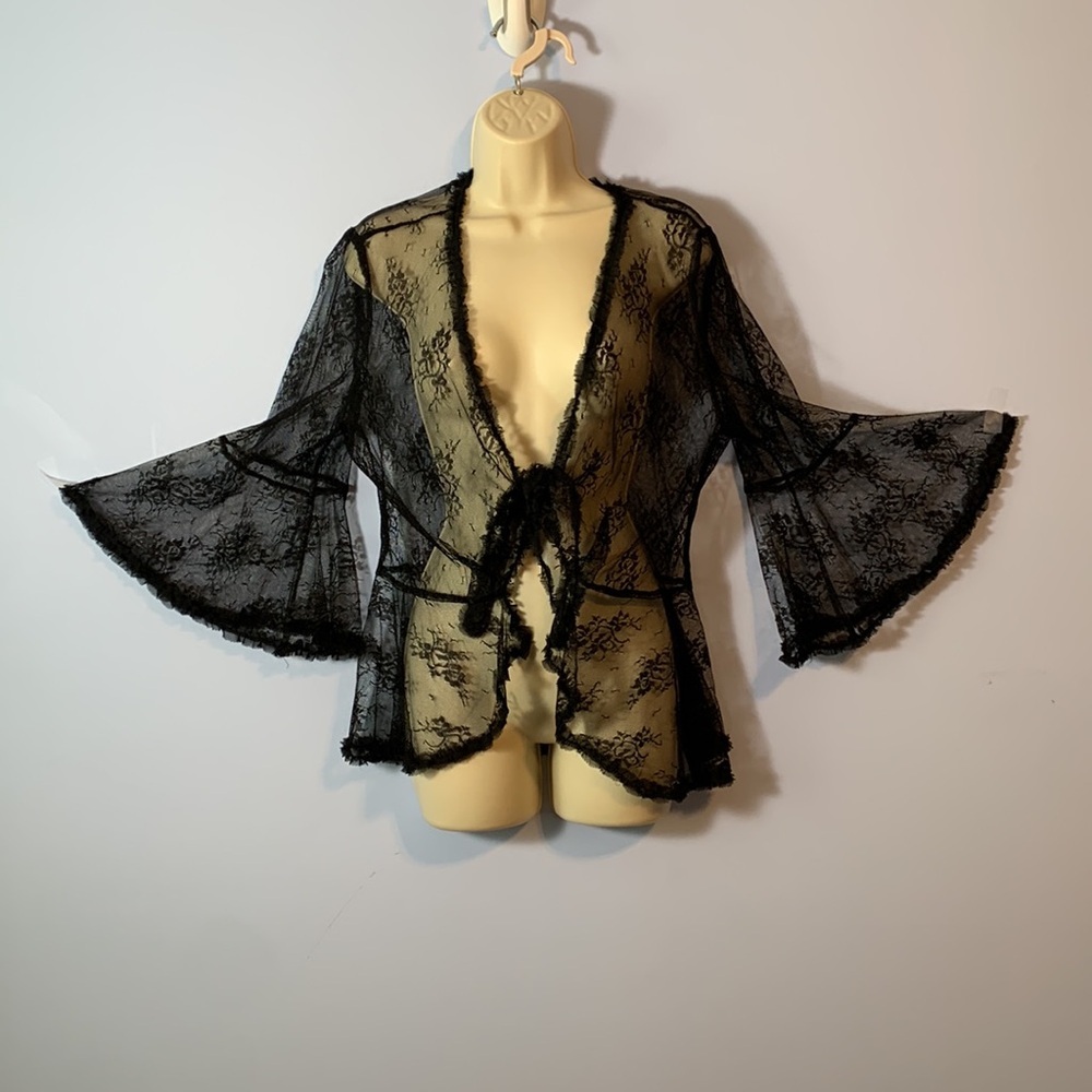 Seven7 Sheer Black Lace Blouse
